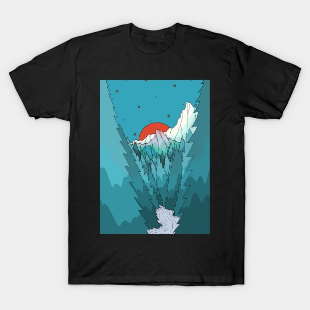 Blue forest lands T-Shirt by Swadeillustrations